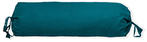 Saffron Handicrafts Housse de traversin en coton 240 fils entièrement ronde amovible pour le cou, le repos des jambes, la pratique du yoga, la méditation, le canapé (Bleu sarcelle, 20 cm x 60 cm)
