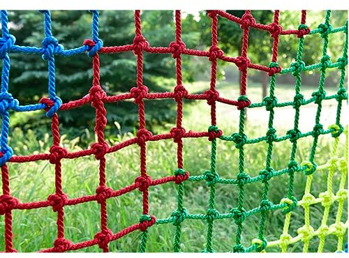 BDHXWCN Colorful Climbing Cargo Net Rock Climbing Net Climb Netting Playground Kids Rope Mesh Outdoor Swingset Cargo Heavy Duty Wall Safety Nets Climbing Net for Swing Set, 11mm*15cm
