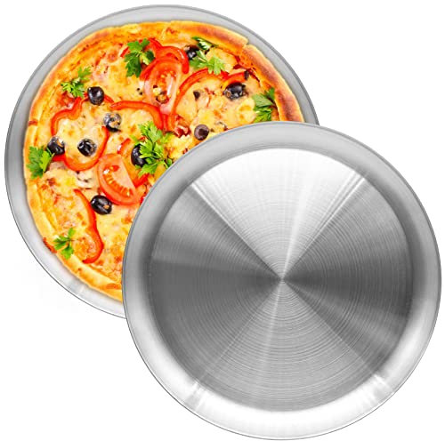 WINSDL 2 teglie per pizza, in acciaio inox, rotonde, per pizza (26 cm)