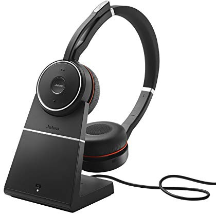 Jabra Evolve 75 SE Wireless Stereo Headset - Bluetooth Headset with Noise-Cancelling Mic, Active Noise Cancellation and Charging Stand - MS Teams Certified, works with all other platforms - Black