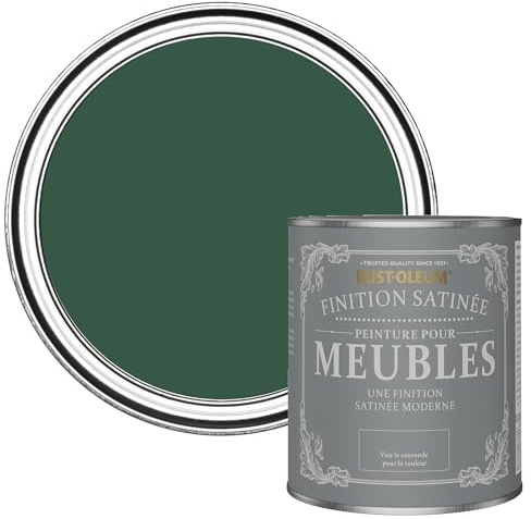 Rust-Oleum dunkelgrün Möbelfarbe mit Seidenglanz-Finish, geruchsarm und wasserbasiert für Innenholz - Kiefernwald 750ML