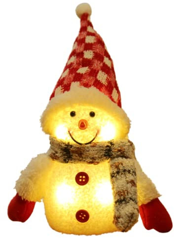 Bambelaa! Muñeco de nieve Snowy Decorativo LED Figuras Navidad Pequeño Rojo Blanco Iluminado Interior Decoración Navidad Invierno