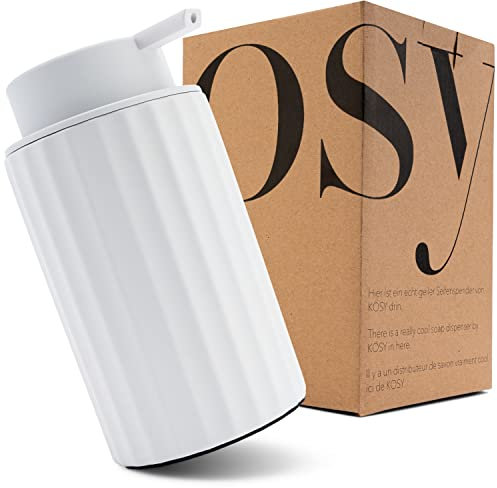 KOSY Dispenser Sapone Bagno e Cucina - Grigio Chiaro Opaco, Antiscivolo e Tocco Morbido - Dosatore in Ceramica per Bagno e Doccia