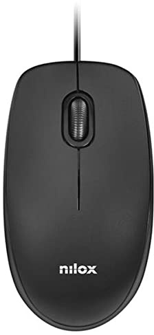 NILOX - Ratón con Cable USB, 1600 dpi, Negro