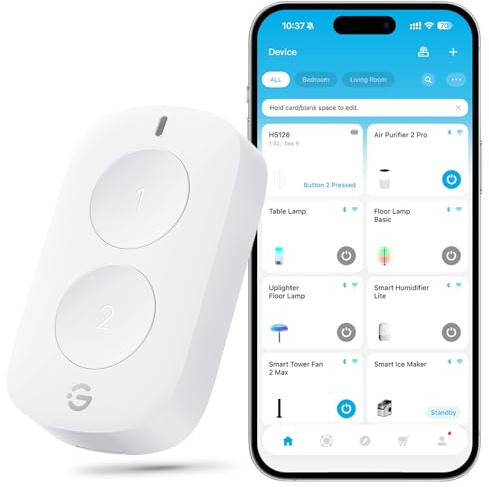 GoveeLife Mini interruptor inteligente de doble botón, control de grupo múltiples dispositivos, botón de control inalámbrico versátil, funciona con pilas, soporta la mayoría de los productos