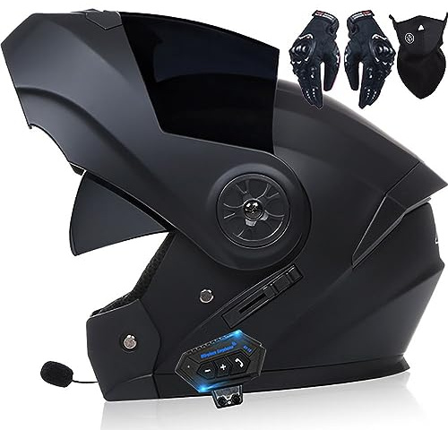 Letetexi Casque Moto Modulable Homologué ECE Homme Et Femme Bluetooth Flip Up Casque Moto avec Double Visière pour Anti-Collision Casque Scooter Casque Integral Modulable pour Locomotive