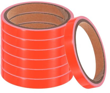 sourcing map 7 Rollos Cinta Brillante en Oscuridad 0.47 x 9.8' Cinta Adhesiva Fluorescente Cinta Luminosa para Escaleras Paredes Pasos Señal de Salida Decoración del Hogar Rojo