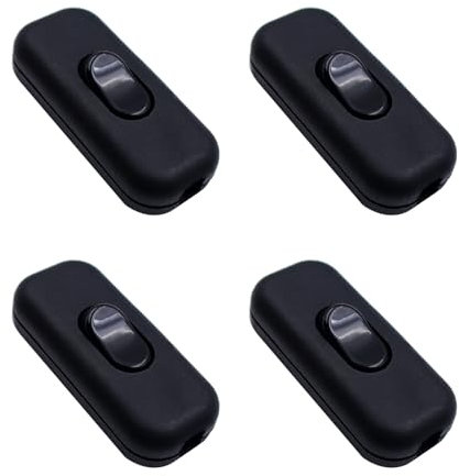 ZHIQIN Lot de 4 interrupteurs intermédiaires en ligne - 6 A - 250 V - Interrupteur à bascule - 2 fils et 3 fils - Pour petits appareils, lampes, lampes de table - Noir