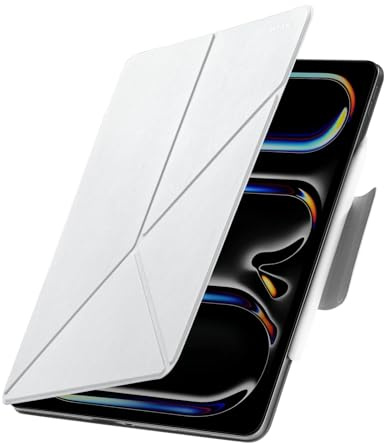 PITAKA Custodia per iPad Pro 11 2024 M4 - Cover magnetica per iPad Pro 11 5a generazione, ultra leggera con supporto per penna iPad Stand multi-angolo in pelle PU, colore: bianco [MagEZ Folio 2]