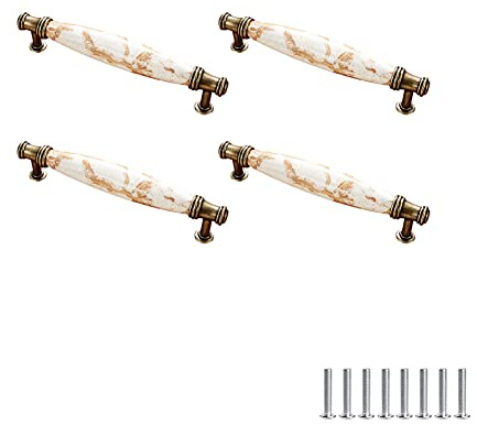 FEEIMOL 4 Stück Vintage Keramik Schranktürgriffen Möbelschubladengriffe Griffe für Kleiderschrank Garderobenstangen Schrankgriff Möbelgriff 128mm
