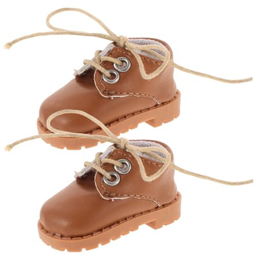 ERINGOGO Mini Puppenschuhe Aus Kunstleder 5.5*3.0*2.8Cm Perfekt Für 15-20Cm Große Puppen Süße Braune Puppenschuhe Für Spielzeug Kinder