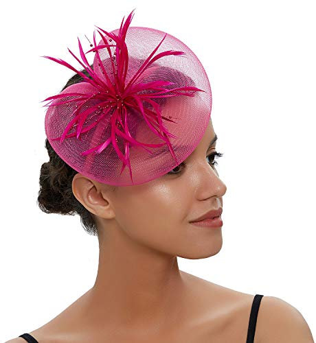 SJTJSPX Chapeau Bibi de Mariage Chapeau Fascinator Femme Chapeau Mariage Nuptiale Bandeau Voile en Maille Accessoires de Cheveux Serre Tête Cocktail Tea Party Église Club Pince à Cheveux