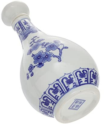 IMIKEYA Blue and White Porcelain Wine Bottle 500ml Sealing Wine Holder Ceramic Liquor Jar One-Piece Set