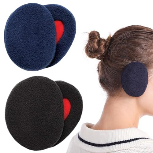 LIURFLNC 2 Paar Ohrenwärmer, Ohrwärmer, Standard Ohrenschützer, Winddicht Weich Hält Warm Fahrradhelm Ohrenwärmer Damen/Herren, Winter Ohrenschützer Damen（Schwarz Blau）