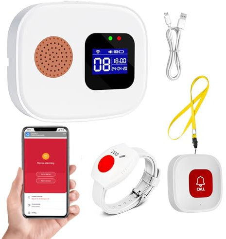 Personal Alarms for Elderly Tuya Wifi Smart Panic Button Linked To Phone Wireless Nurse Alert System only Supports 2.4GHz Wi-Fi, NO FEES