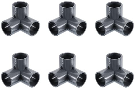 Sourcing Map Accesorios de PVC de 1 pulgada, 6 conectores de codo de 3 vías, color gris