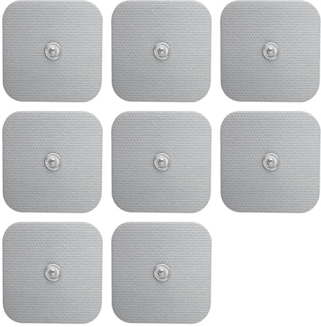 Baxcdyswe 8 Stück Electrode Pads, 50 x 50 mm Reusable Self-Adhesive Electrode Pads, Electrode Pads for Muscle Stimulation - with 3.5mm Button for TENS Devices and EMS Trainers