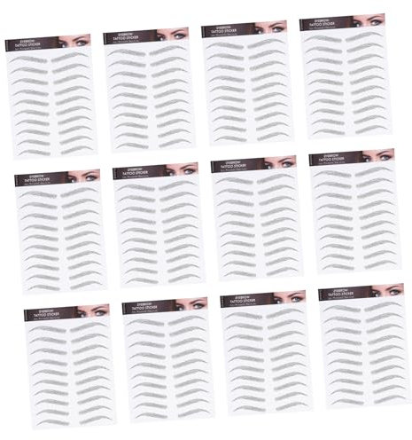 ERINGOGO 12 Bögen Temporäre Augenbrauen Tattoos Künstliche Haarähnliche Transferaufkleber in Schwarz Wiederverwendbare Augenbrauen Make Up Schablonen für Spärliche Brauen
