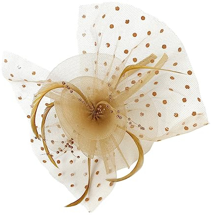 VANZACK Vintage Lace Fascinator Hut Mit Blumen Und Netz Für Frauen Stylisches Haarschmuck-accessoire Für Cocktails Hochzeiten Und Feste Gold