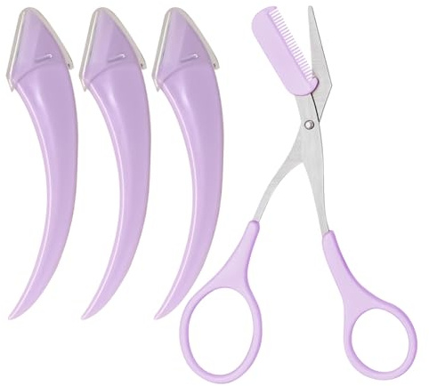 Ciseaux à Sourcils pour les Femmes, Kit de Modelage Anti-Dérapant 4 Pièces, Accessoire Beauté pour Femmes Filles Adultes Mères Grand-mères Amies Famille