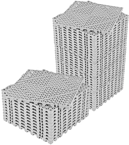 Zickdom Dalles de Jardin Piscine 30x30x1,5 cm - Dalles Clipsables Ajourées Antidérapantes en PVC pour Terrasse, Douche Extérieure, Salle de Bain Gray 50PC