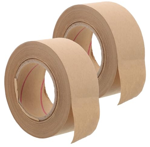 Ipetboom 2 rouleaux Ruban Kraft Gommé à Eau Long pour Encadrement Peinture Aquarelle Bande Adhésive Résistante pour Emballage et Fixation Œuvres Art Papier Kraft Humide Robuste