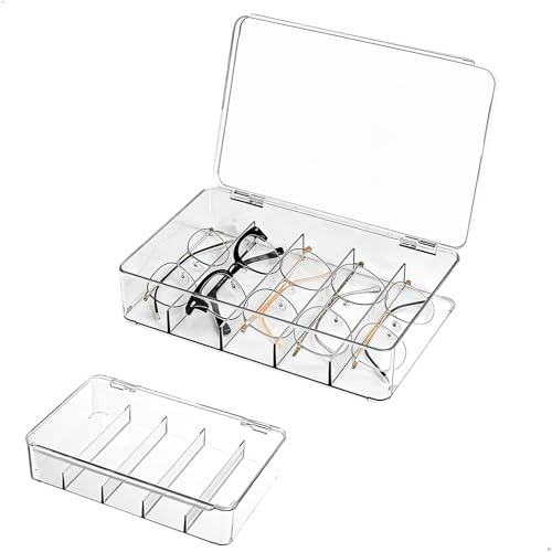 xtemtoamz Sonnenbrillen Organizer, Sunglasses Organizer,Aufbewahrungsbox für Sonnenbrillen Aus Acryl, Geeignet für Die Aufbewahrung Verschiedener Arten von Brillen,26.8 * 18.5 * 5.8cm