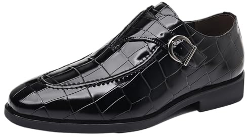 Affärsklänningsskor For Män Med Sidospänne Och Fyrkantig Tådesign For Bröllop På Kontor Och Formella Evenemang(Black,48 EU)
