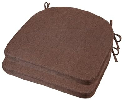 Generisch U Stuhlkissen Mit Bändern Sitzkissen Stuhl,Waschbare rutschfest Sitzauflage Sitzpolster Halbrund Bequeme Hochdichter Schaumstoff,Für Esszimmerstuhl Garten,Außenmöbel,Braun,43X40X35X8cm