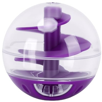 HEEPDD Interactive Cat Treat Ball Toy, Plastic Spiral Slow Feeder for Cats, Food Dispensing Puzzle Slows Eating 3x, 15-Minute Play, Indoor Apartment Training Weight Control (Purple)