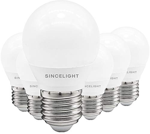SINCELIGHT LED-Glühbirnein mit E27-Sockel, 5-Watt P45 A45 Miniglühbirne, Golfballform, Satte und Echte Farbe RA≈92, Warmweiß 2700K, 450 Lumen, 50W Äquivalent, ES Edison-Sockel, 6er-Pack