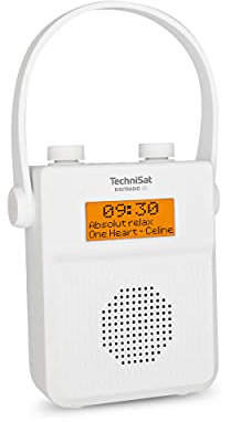 TechniSat DIGITRADIO 30 - wasserdichtes DAB+ Duschradio (UKW, DAB Digitalradio, integrierter Akku, Bluetooth, wasserdicht nach IPX5, Wecker, Favoritenspeicher, Kopfhörer-Anschluss) weiß