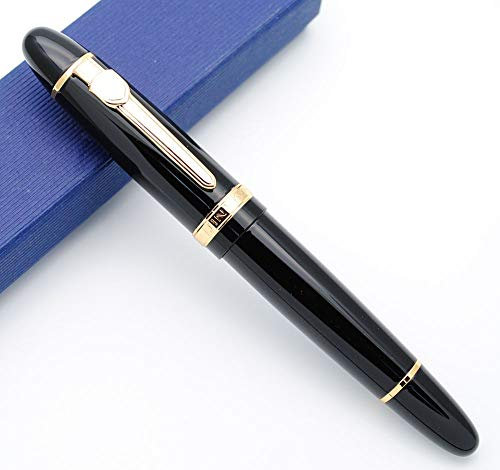 JINHAO 159 Füllfederhalter M Feder (Schwarz mit goldenem Clip, M Feder)