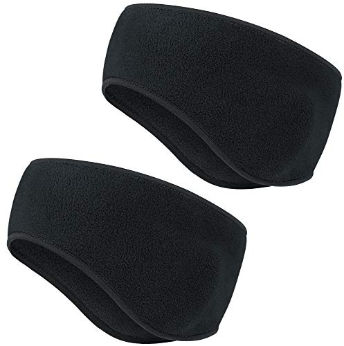 Hasagei - Fascia per la testa invernale per lo sport, fascia per le orecchie, fascia elastica per uomo e donna per jogging, corsa, escursionismo, ciclismo e motocicletta, nero + pile polare nero.