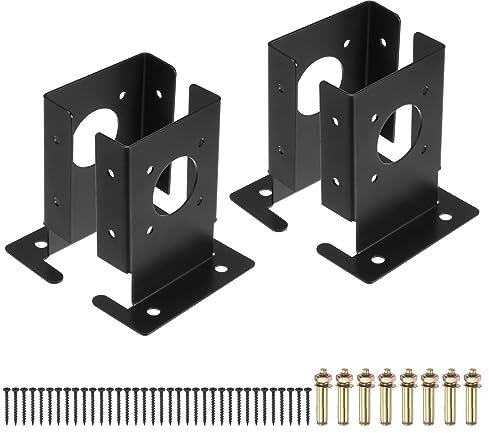 QUARKZMAN 4uds Ajustable Cubierta Poste Base Soportes, 4x4 Cubierta Poste Base Madera Valla Poste Base Soportes para Cubierta Barandilla Buzón, Negro