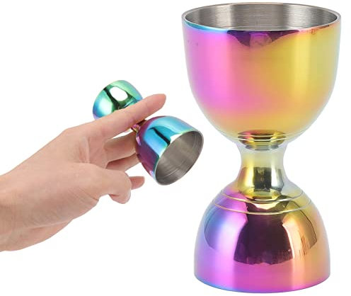 Cocktail Jigger Premium,30/60ml Medidor de Chupitos de Acero Inoxidable de Gran Precisión y Amplia Apertura para Licores de Cóctel (30/60ml Colorido)