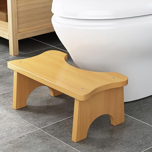 Bamboo Toilet Stool Poop for Squatting, Toilet Stool Squat For Adults & Kids, 6.7 Inch Height Bathroom Step Stool, Bed Step Stool (Light Color)