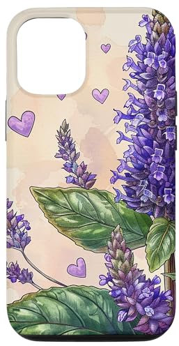 iPhone 14 Anise Hyssop Flowers With Hearts Around Boho Style Graphic Case