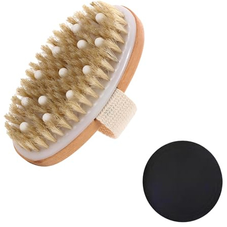 GUTERTOP Trockenbürste Lymphdrainage, Massagebürste Körper, Massage Bürste Haut Cellulite, Körperbürste Naturborsten. Badebürste, Um Die Durchblutung zu Verbessern