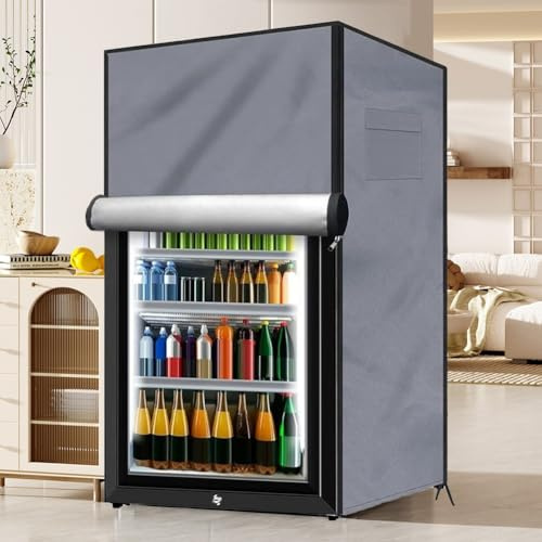 Copertura per frigorifero da esterno 210D, resistente, impermeabile, per proteggere congelatori verticali / frigoriferi (grigio, 56 x 58 x 86 cm)