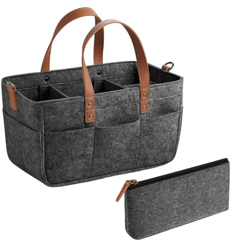 Disnace Borsa in Feltro, Borsa Pieghevole in Feltro, Borsas Spesa Pieghevole con Manico, Borsas Shopper Donna, Cestino Portaoggetti per la Spesa, Giochi Abbigliamento Giocattoli, Grigio
