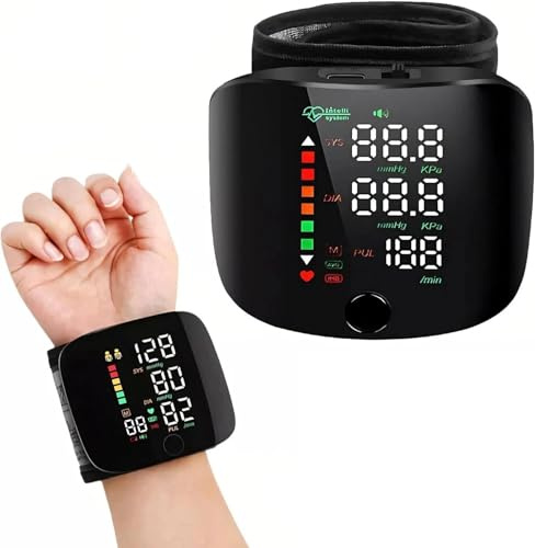 SterlingEdge Automatic Wrist Blood Pressure Monitor Accurate Blood-Pressure Monitors with Large LCD Display Rechargeable BP Machines for Adult Elder at Home with Memory Function