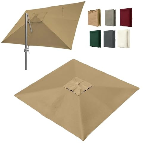 Auvent de rechange pour parasol déporté de patio – Grande housse de dessus carrée en tissu résistant aux UV avec 8 baleines pour parasol déporté – Vert (3 x 3 m)