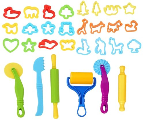 ZocRjvN 30-teiliges Knetwerkzeug Set, Knete Zubehör für Kinder ab 2 Jahren, Kreatives Knetzubehör für Feinmotorik und Fantasie, Ideal für Kindergarten und Vorschule, knete Werkzeug