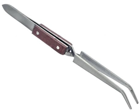 SE Cross Lock Soldering Tweezers with Fiber Grip - Precision Pick-Up Tool - Easy Grip Tweezers - 45-Degree Angle - 509TW