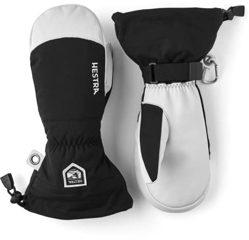 Hestra Guante de esquí Heli de Cuero del ejército – Manopla de Nieve clásica para esquí, Snowboard y montañismo – Negro – 10