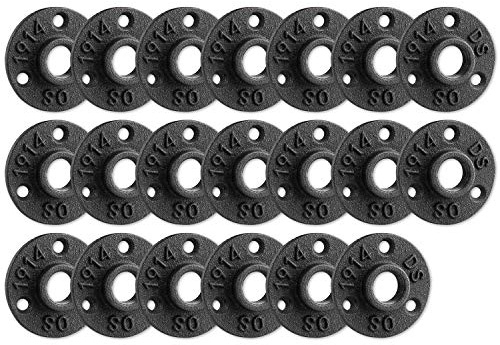 3/4 Floor Flange, Home TZH Malleable iron Pipe Fittings for Industrial vintage style, Flanges with Threaded Hole for DIY Project/Furniture/Shelving Decoration (20 Pack)