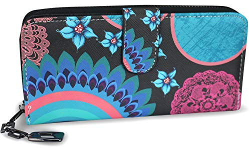 Damen Ethno Blumen Geldbörse Geldbeutel Brieftasche Portemonnaie Damenbörse (Modell 5)