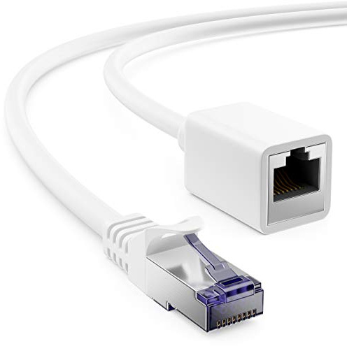 deleyCON 7,5m CAT7 Câble Patch Rallonge pour Ethernet LAN Réseau - CAT 7 Câble brut avec RJ45 Fiche vers RJ45 Prise S/FTP Cuivre PiMF 600 MHz - Blanc