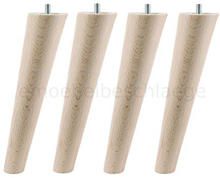 Unbekannt 4X Sofafüße Holzfüße Möbelfüße Beine aus Buche, mit Zubehör L. 10-45 cm Schräg (Schräg Länge 20cm)